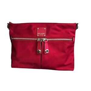 Henri Bendel Red Nylon Clutch Purse With Zipper Pockets -  Purse body Only!